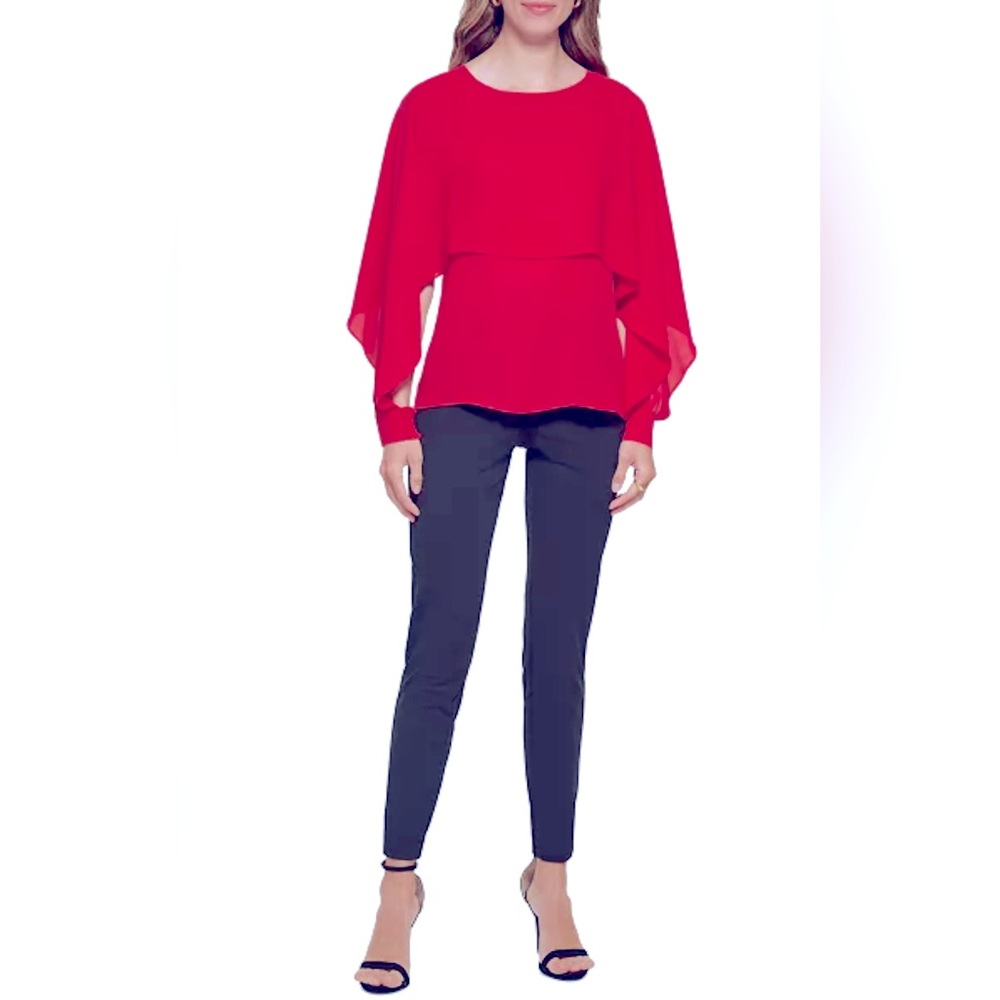 Cape Blouse DKNY Crewneck Smocked-Cuff Size XL - Picture 3 of 9